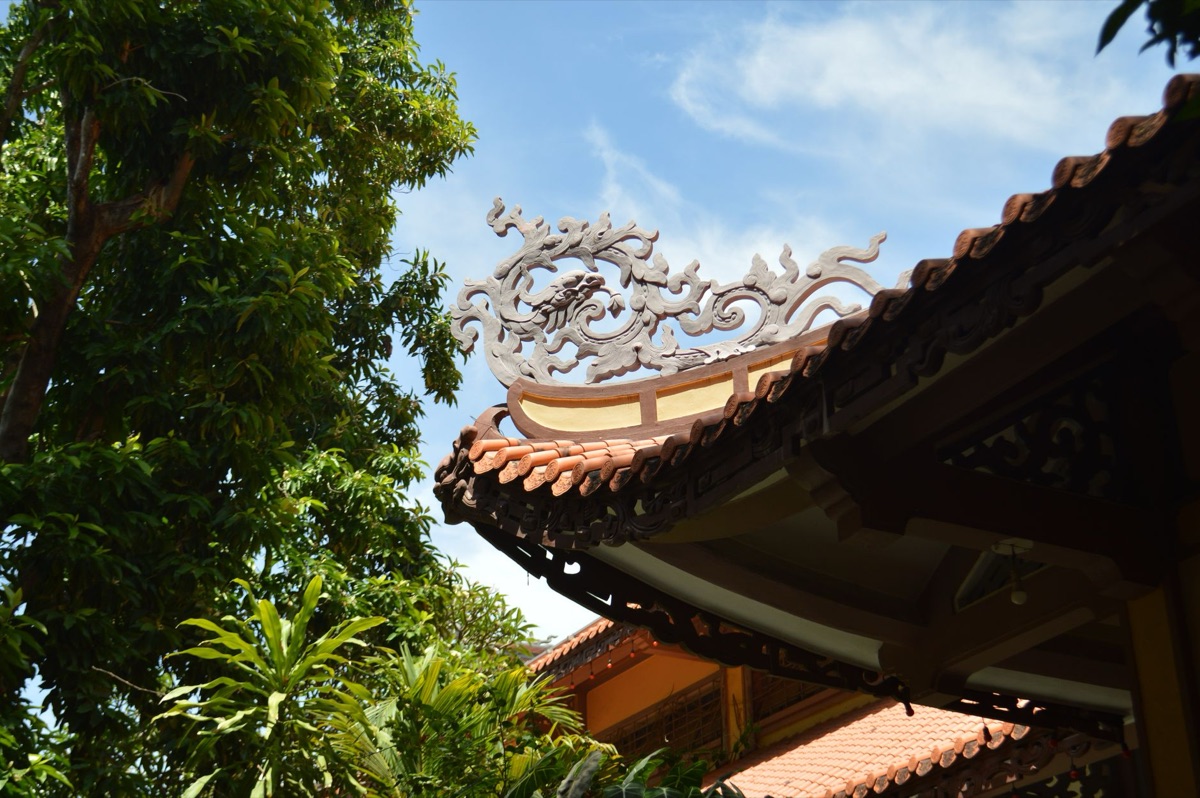 Traditional Vietnamese pagoda roof in Hanoi