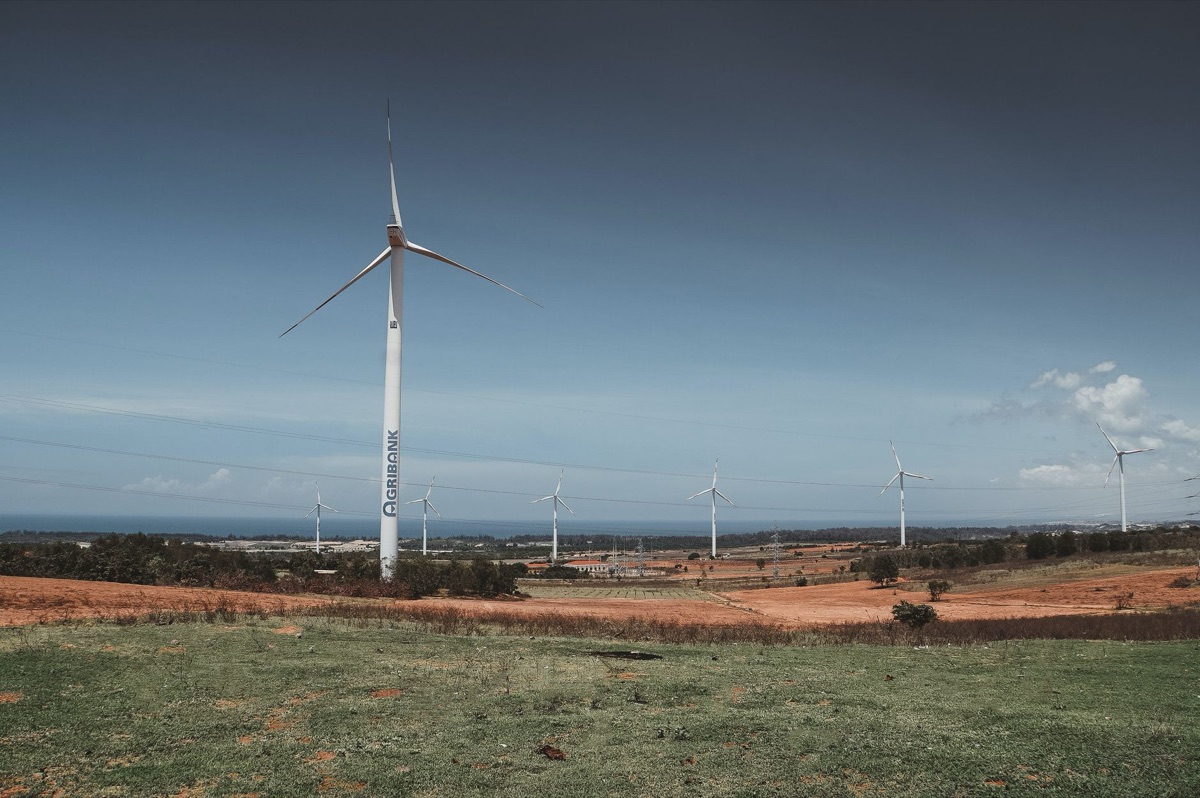 Wind turbine in Vietnamese coastal area